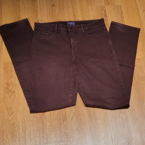 3/$75 SALE! NYDJ Marilyn Slim Straight Jeans, Burgundy - Picture 2 of 5